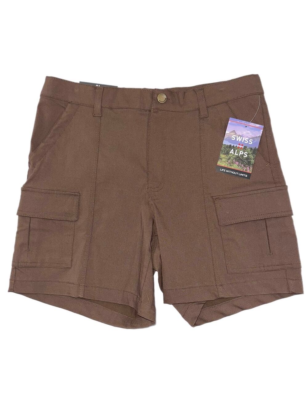 NWT Swiss Alps Women's Clove Brown Cargo Utility Outdoors Hiking Shorts Size 10